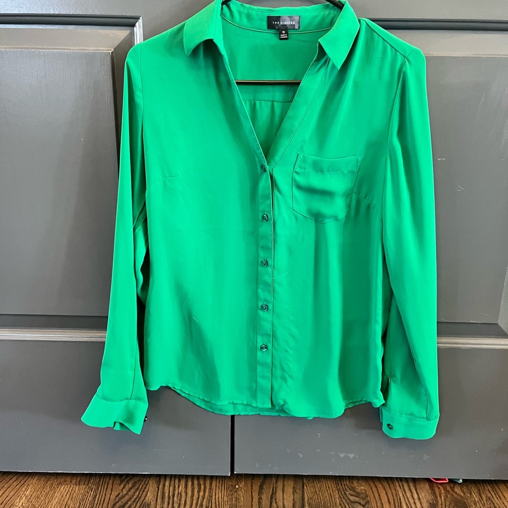 Express Green Button-Up Blouse